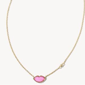 Kendra Scott Lips Gold Pendant Necklace in Hot Pink Mother-of-Pearl •Brand New•